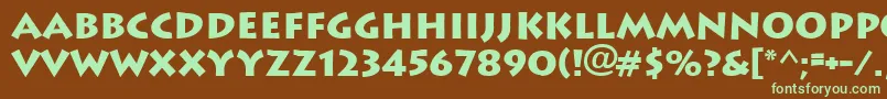 フォントFt89Bold – 緑色の文字が茶色の背景にあります。