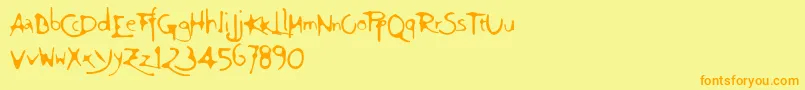フォントFt94 – オレンジの文字が黄色の背景にあります。