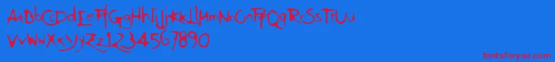 Ft94-Schriftart – Rote Schriften auf blauem Hintergrund