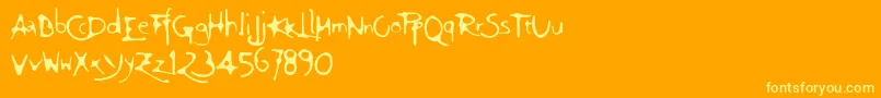 Ft94-Schriftart – Gelbe Schriften auf orangefarbenem Hintergrund