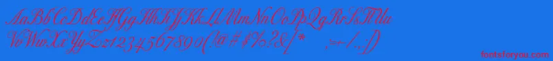 ExcelsorscriptBold-Schriftart – Rote Schriften auf blauem Hintergrund