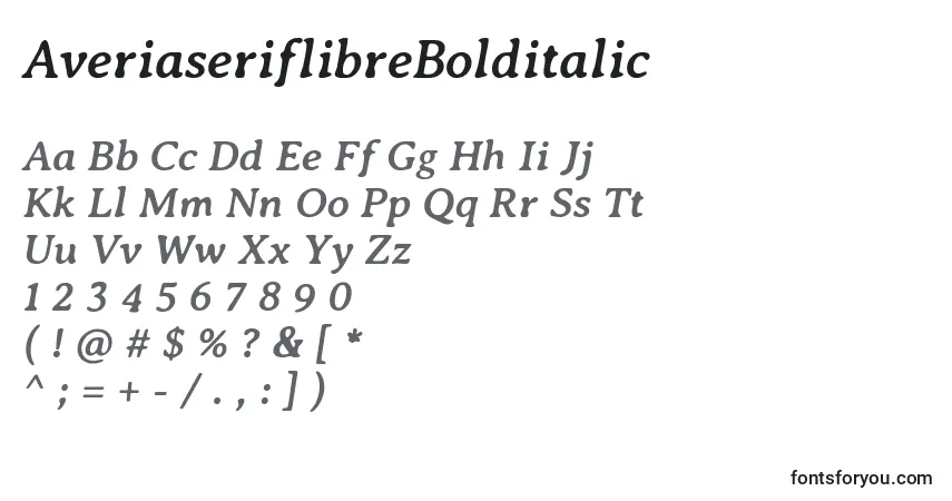 Fuente AveriaseriflibreBolditalic - alfabeto, números, caracteres especiales