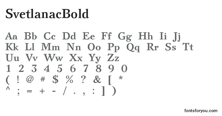 Schriftart SvetlanacBold – Alphabet, Zahlen, spezielle Symbole
