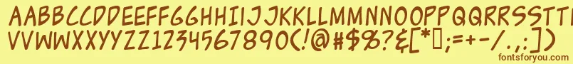 Zudjuice-Schriftart – Braune Schriften auf gelbem Hintergrund
