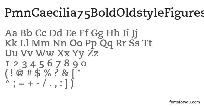 A fonte PmnCaecilia75BoldOldstyleFigures – alfabeto, números, caracteres especiais