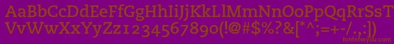 Fonte PmnCaecilia75BoldOldstyleFigures – fontes marrons em um fundo roxo
