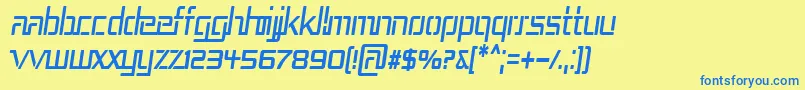 フォントRep3cni – 青い文字が黄色の背景にあります。