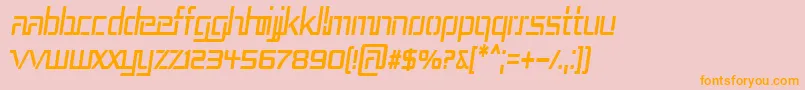 フォントRep3cni – オレンジの文字がピンクの背景にあります。