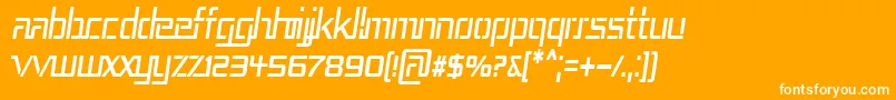 Rep3cni-Schriftart – Weiße Schriften auf orangefarbenem Hintergrund