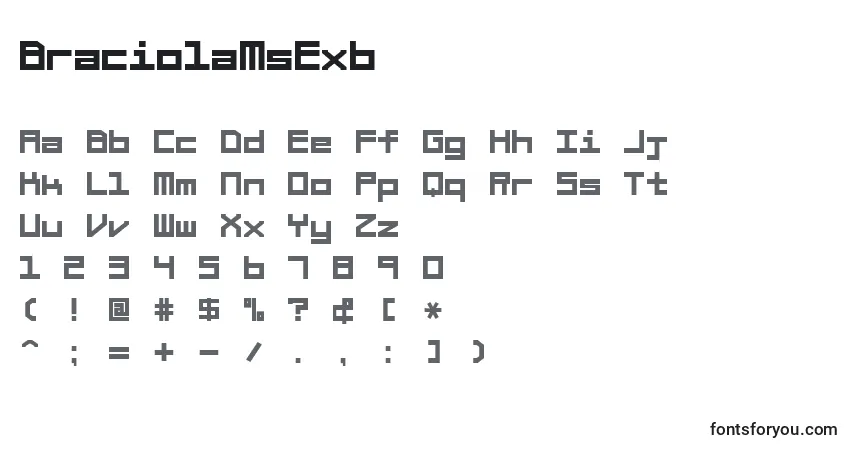 Czcionka BraciolaMsExb – alfabet, cyfry, specjalne znaki