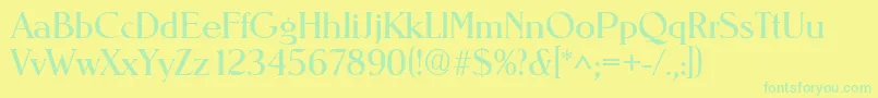 Fonte NevadaRegular – fontes verdes em um fundo amarelo