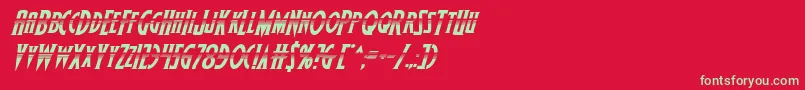 Wolfsbane2iihalfital-Schriftart – Grüne Schriften auf rotem Hintergrund