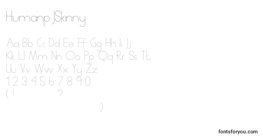 Шрифт Humanp.JSkinny (66472) – алфавит, цифры, специальные символы