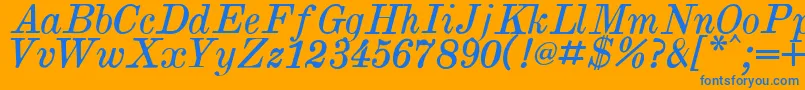 BrokgauzEfronItalic-Schriftart – Blaue Schriften auf orangefarbenem Hintergrund