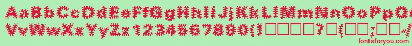 フォントInkblots – 赤い文字の緑の背景
