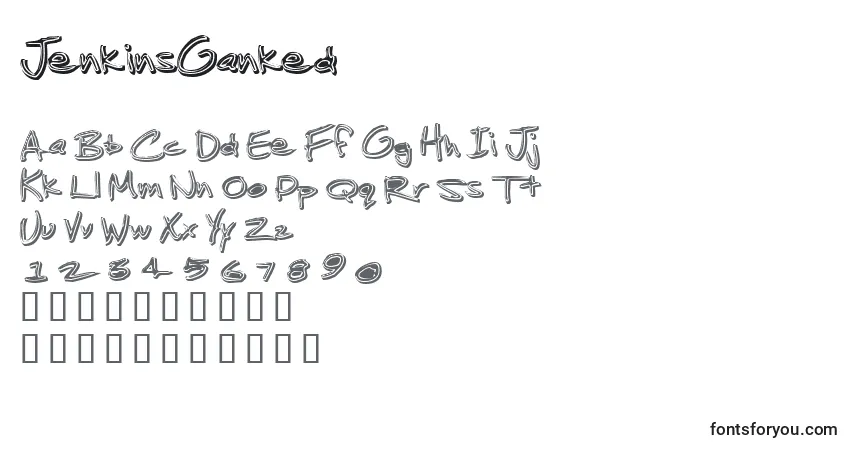 Czcionka JenkinsGanked – alfabet, cyfry, specjalne znaki