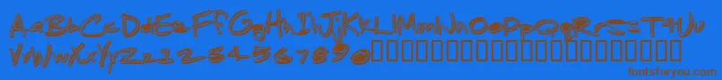 フォントJenkinsGanked – 茶色の文字が青い背景にあります。