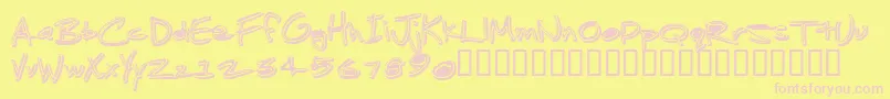 JenkinsGanked-Schriftart – Rosa Schriften auf gelbem Hintergrund