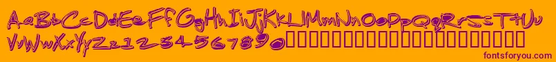 フォントJenkinsGanked – オレンジの背景に紫のフォント