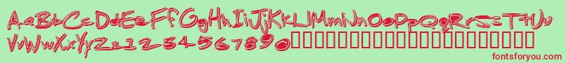 JenkinsGanked Font – Red Fonts on Green Background