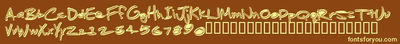 JenkinsGanked-Schriftart – Gelbe Schriften auf braunem Hintergrund