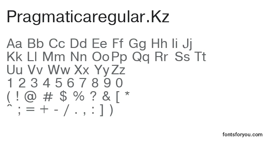 Czcionka Pragmaticaregular.Kz – alfabet, cyfry, specjalne znaki