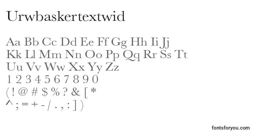 A fonte Urwbaskertextwid – alfabeto, números, caracteres especiais