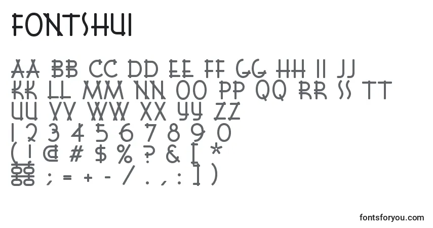 Czcionka Fontshui – alfabet, cyfry, specjalne znaki