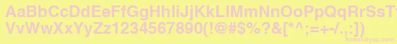 HelveticaCyrillicBold-fontti – vaaleanpunaiset fontit keltaisella taustalla