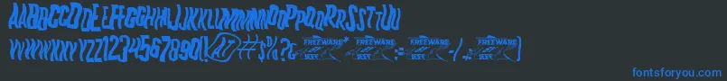 K.P.DutyWoozyJl Font – Blue Fonts on Black Background