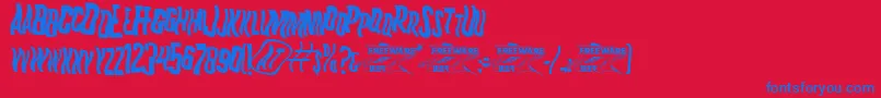 K.P.DutyWoozyJl Font – Blue Fonts on Red Background