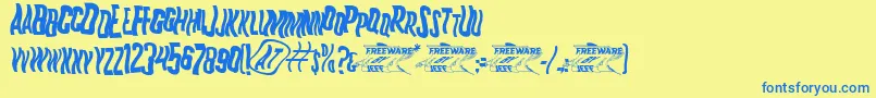 K.P.DutyWoozyJl Font – Blue Fonts on Yellow Background