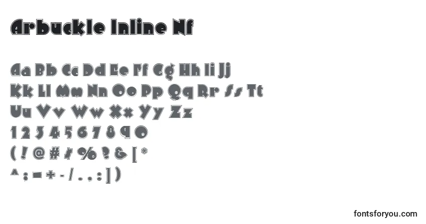 A fonte Arbuckle Inline Nf – alfabeto, números, caracteres especiais