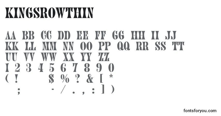 Schriftart Kingsrowthin – Alphabet, Zahlen, spezielle Symbole