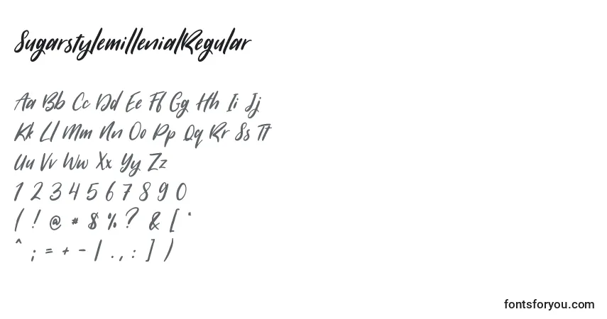 A fonte SugarstylemillenialRegular – alfabeto, números, caracteres especiais
