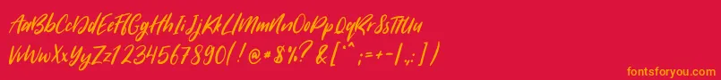 SugarstylemillenialRegular-Schriftart – Orangefarbene Schriften auf rotem Hintergrund