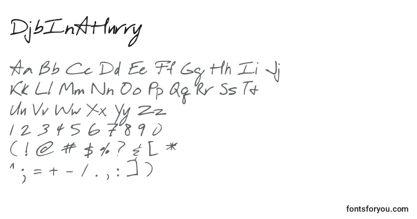 DjbInAHurry-fontti – aakkoset, numerot, erikoismerkit