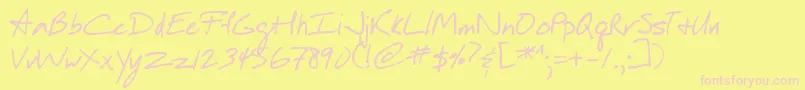 DjbInAHurry Font – Pink Fonts on Yellow Background
