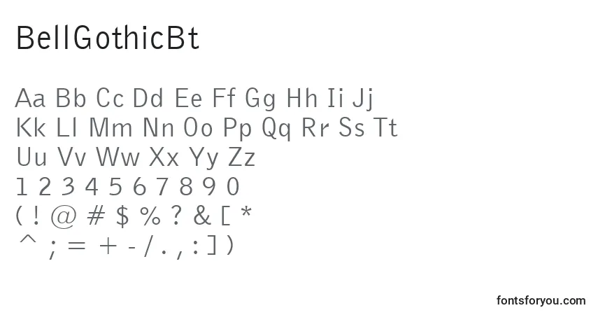 BellGothicBt-fontti – aakkoset, numerot, erikoismerkit