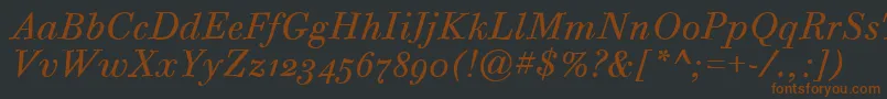 Czcionka BodoniSixOsItcTtBookita – brązowe czcionki na czarnym tle