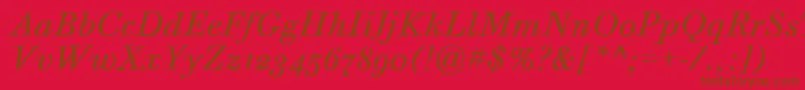 fuente BodoniSixOsItcTtBookita – Fuentes Marrones Sobre Fondo Rojo
