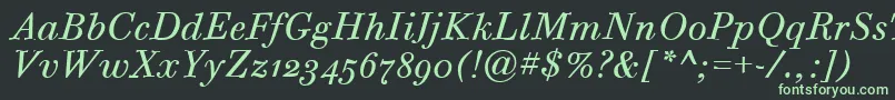 フォントBodoniSixOsItcTtBookita – 黒い背景に緑の文字