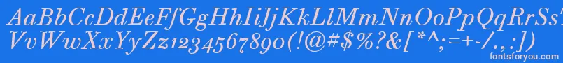 フォントBodoniSixOsItcTtBookita – ピンクの文字、青い背景