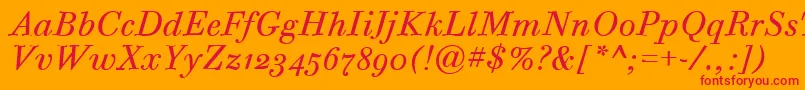 BodoniSixOsItcTtBookita Font – Red Fonts on Orange Background