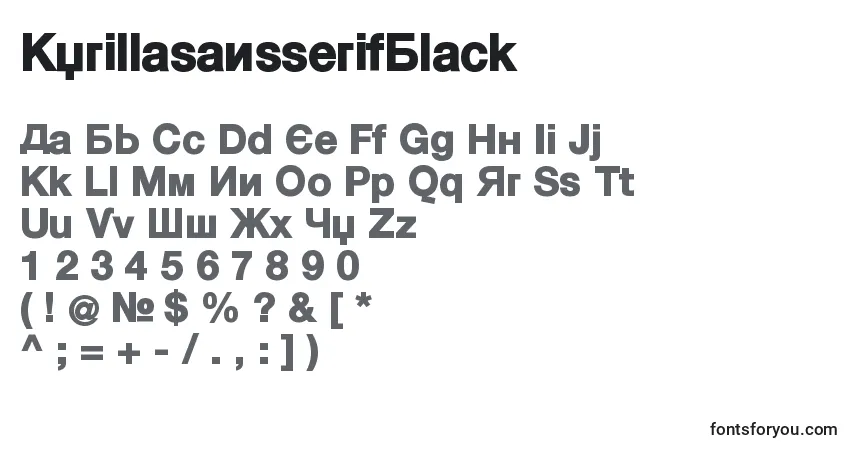 A fonte KyrillasansserifBlack – alfabeto, números, caracteres especiais