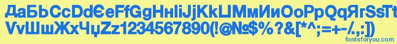 KyrillasansserifBlack Font – Blue Fonts on Yellow Background