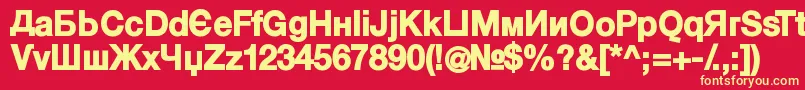 フォントKyrillasansserifBlack – 黄色の文字、赤い背景