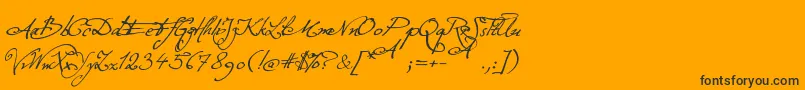 Fonte ExcellentiaInExcelsis – fontes pretas em um fundo laranja