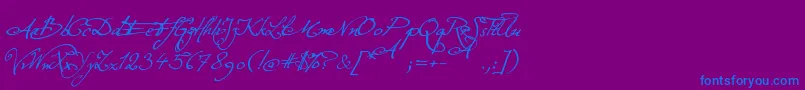 ExcellentiaInExcelsis-Schriftart – Blaue Schriften auf violettem Hintergrund