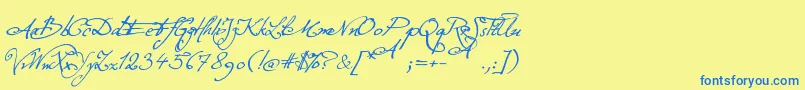 ExcellentiaInExcelsis Font – Blue Fonts on Yellow Background